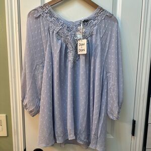DAVI & DANI Lace Embellished Blouse in Lavender